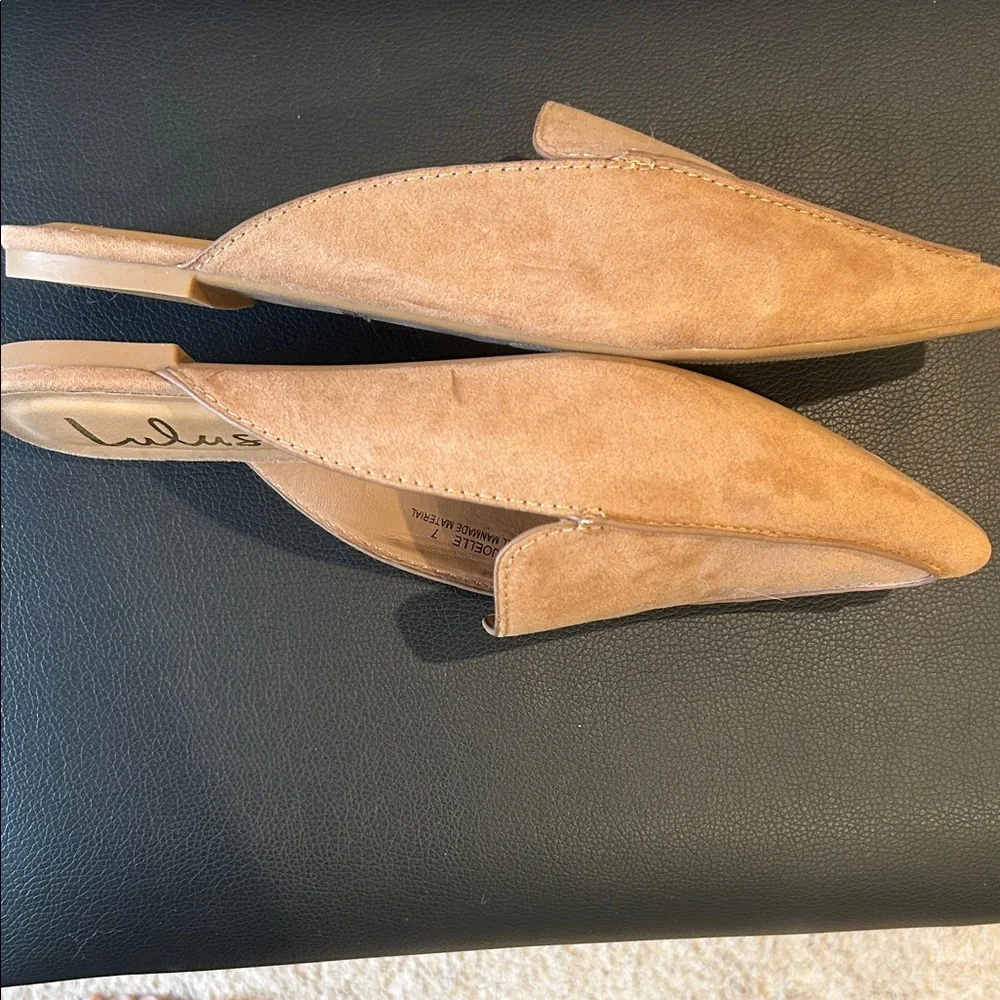Lulu's Camel Suede Pointed-Toe Slip-On Mules - Picture 5 of 5